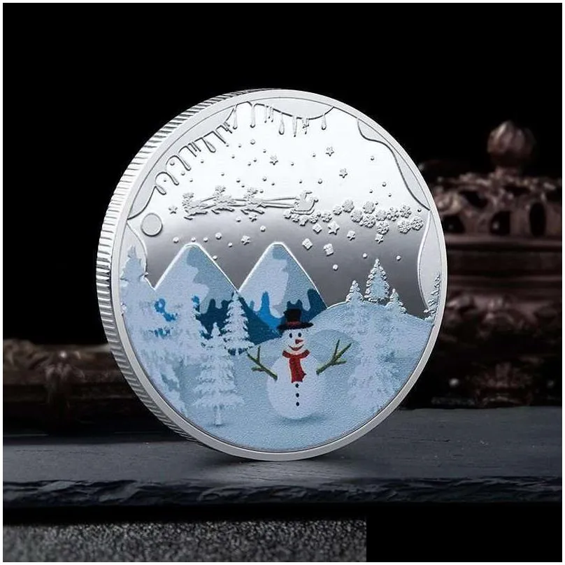 crafts christmas commemorative coin party favors personality cartoon santa claus medal collection craft gift 40mmhigh quality