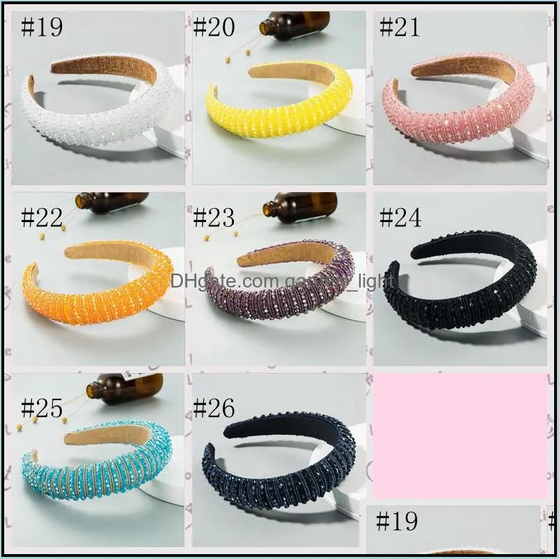 household sundries rainbow flower crystal beaded hairband for women head bezel hair hoop rhinestone pearl headbands 26 colors zwl16