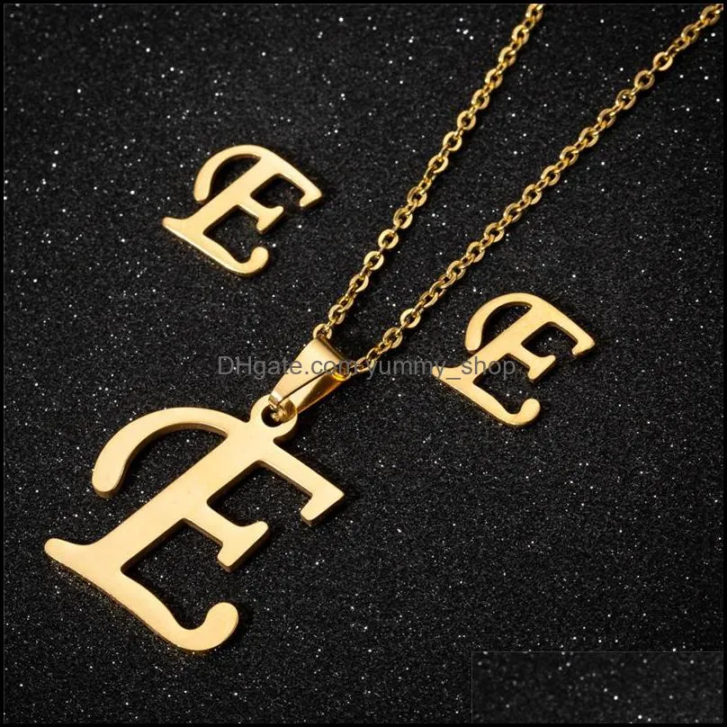 fashion name necklaces jewelry for women girls stainless steel 26 letter chain az english alphabet pendant necklace dhs