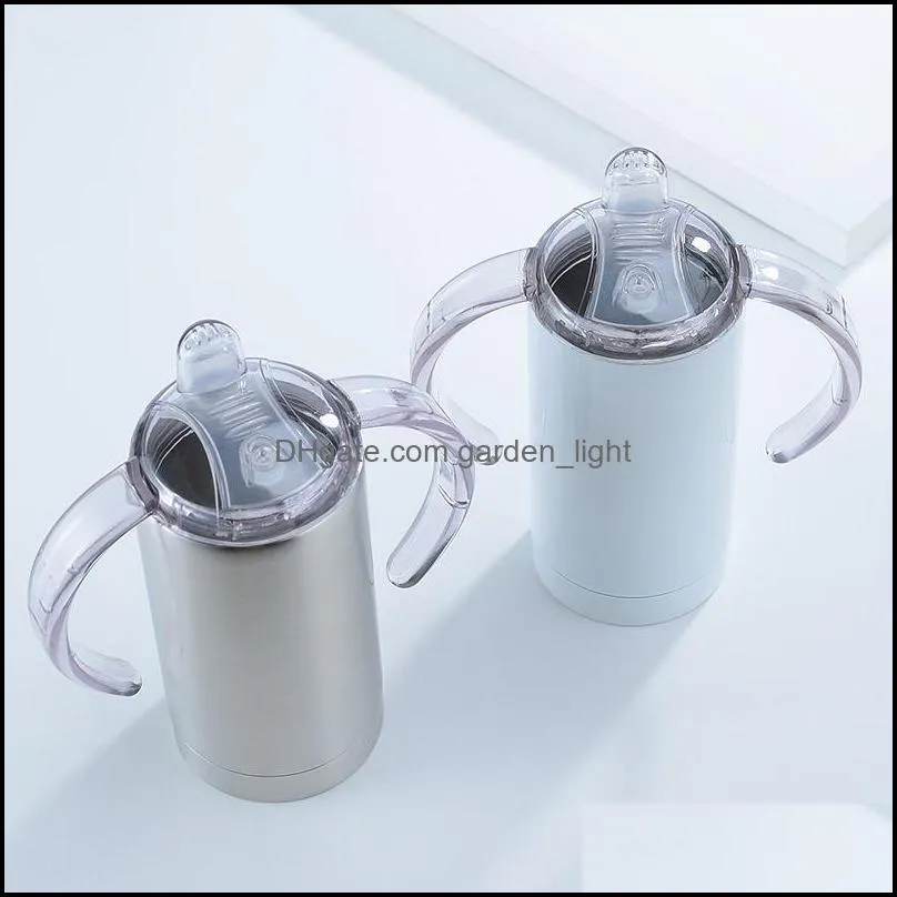diy 12oz straight sublimation tumbler drinkware sippy cup lid and handles stainless steel mug with flat pacifier lids baby milk bottle