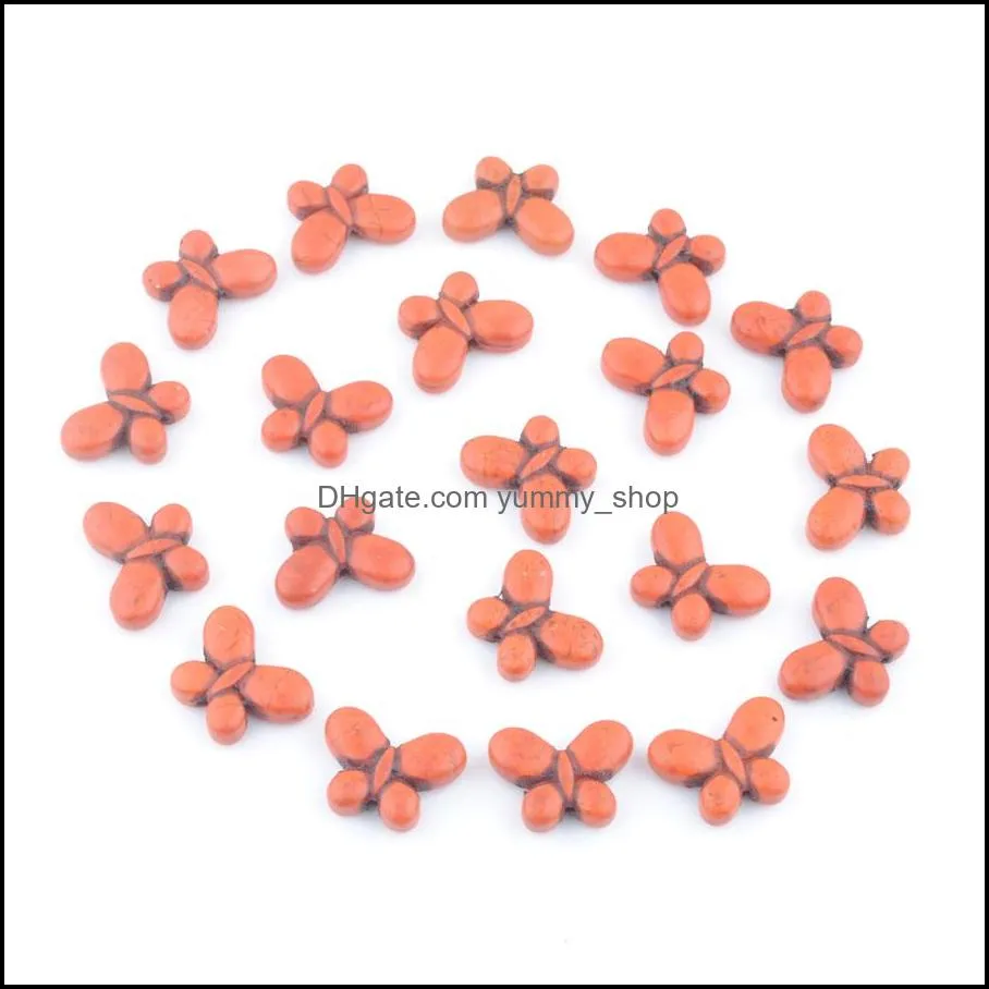 40pcs/lot beads turquoise howlite gemstone butterfly 20x15mm strand for jewelry making green multicolor black orange dbg356