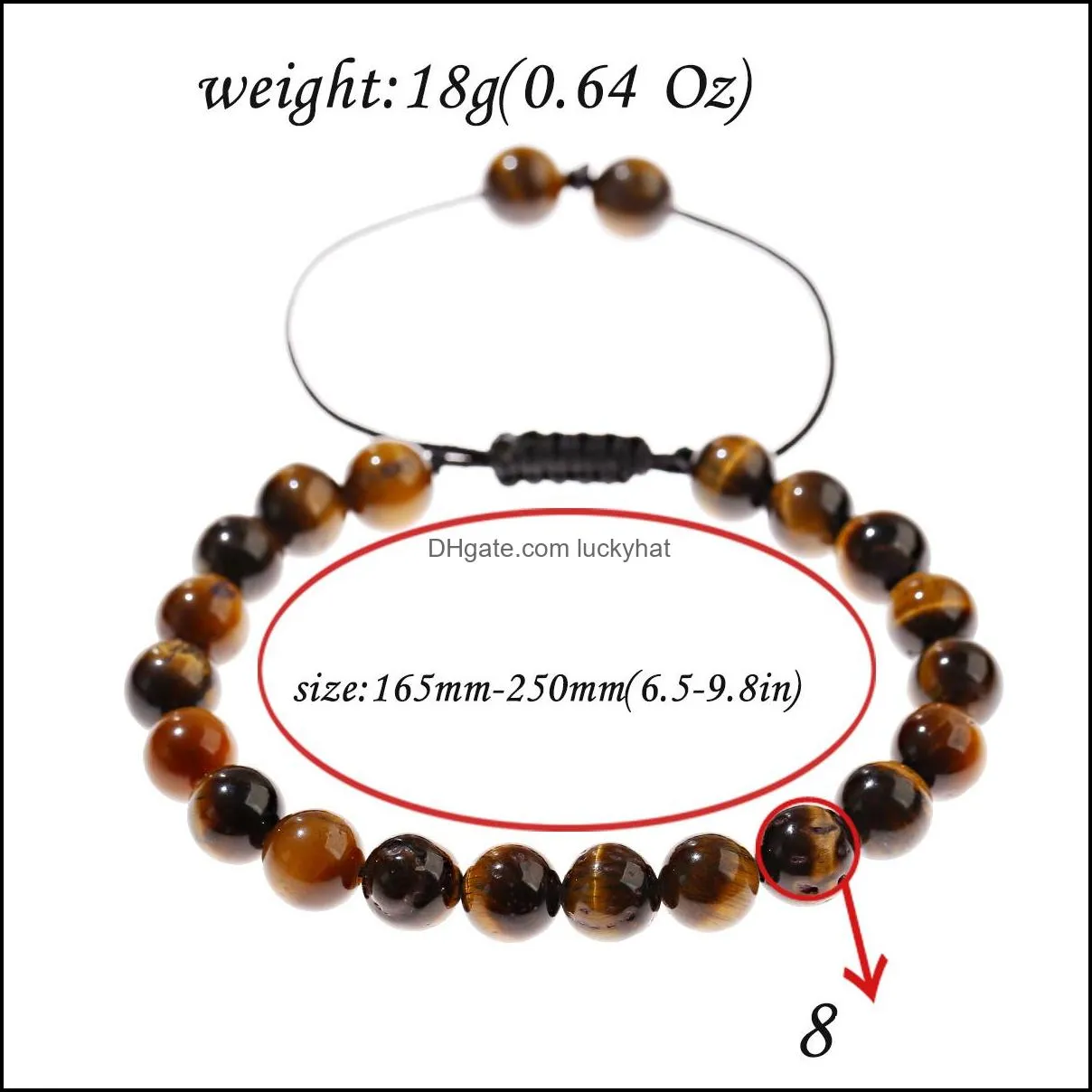 8mm tiger eye stone beads bracelet adjustable braided rope bangles natural lava rock men women yoga healing balance bracelets