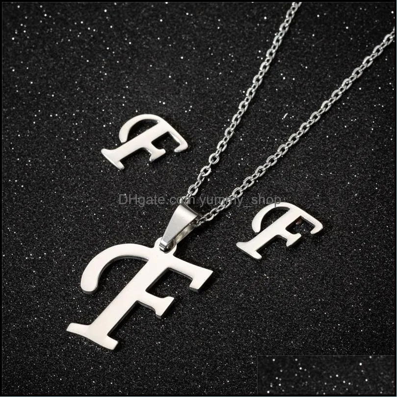 fashion name necklaces jewelry for women girls stainless steel 26 letter chain az english alphabet pendant necklace dhs