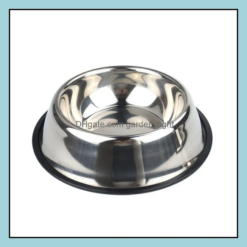 stainless dog bowl pets steel standard pet dog bowls puppy cat food or drink water bowl dish wq30