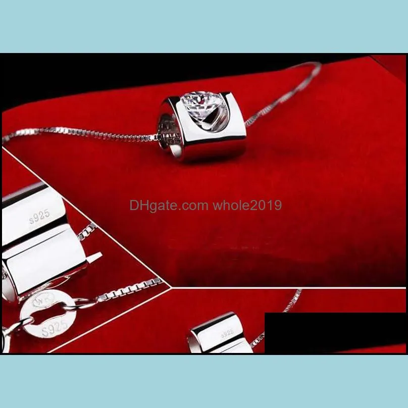 heart pendant necklace necklaces jewlery silver box chain crystal pendant necklaces for women girl party gift wholesale 0626wh