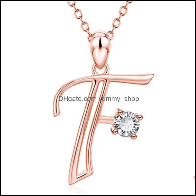 26 english letters pendant for women men fashion alphabet rhinestone necklaces personality jewelry birthday gifts p166fa