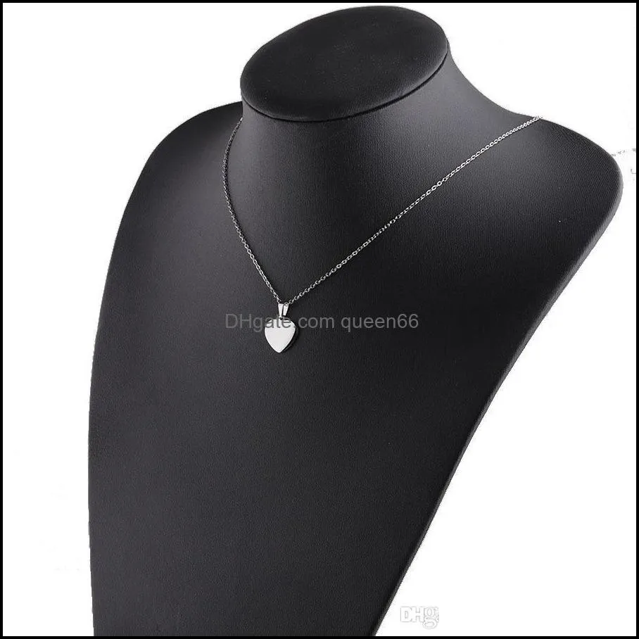 blank love heart pendant necklace stainless steel hearts charm necklace gold rose gold silver fashion jewelry for buyer own engraving