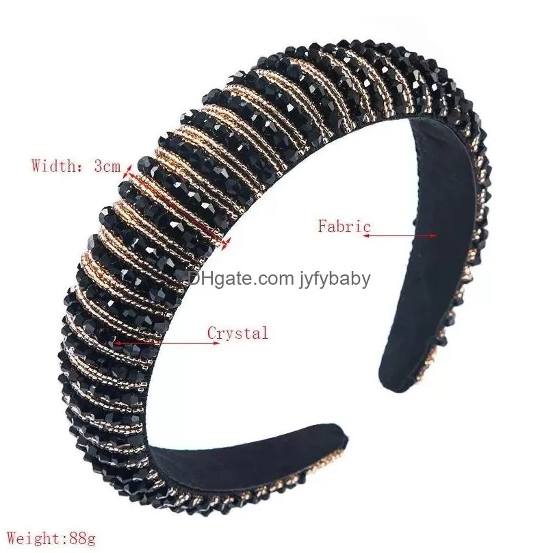 highend ladies sponge headband simple widesided fashion handmade beaded net red temperament headbands korean hair accessories