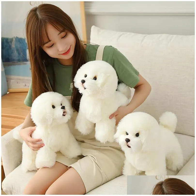 high quality simulation bichon frise dog plush toy stuffed korea lifelike pomeranian dog puppy toys home decor kids brithday lj201126