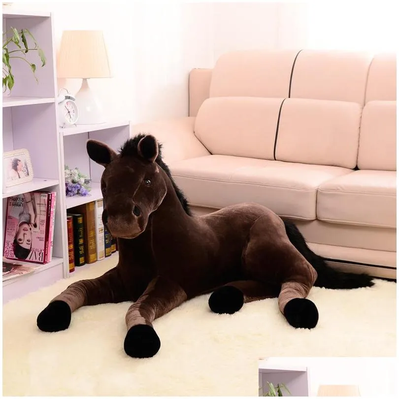 simulation animal 70x40cm horse plush toy prone horse doll for birthday gift lj201126