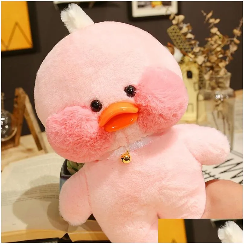 plush dolls 30cm pink duck yellow lalafanfan duck cafe girl plush toy cute kawaii lalafanfan doll wearing glasses wearing clothes toys gift