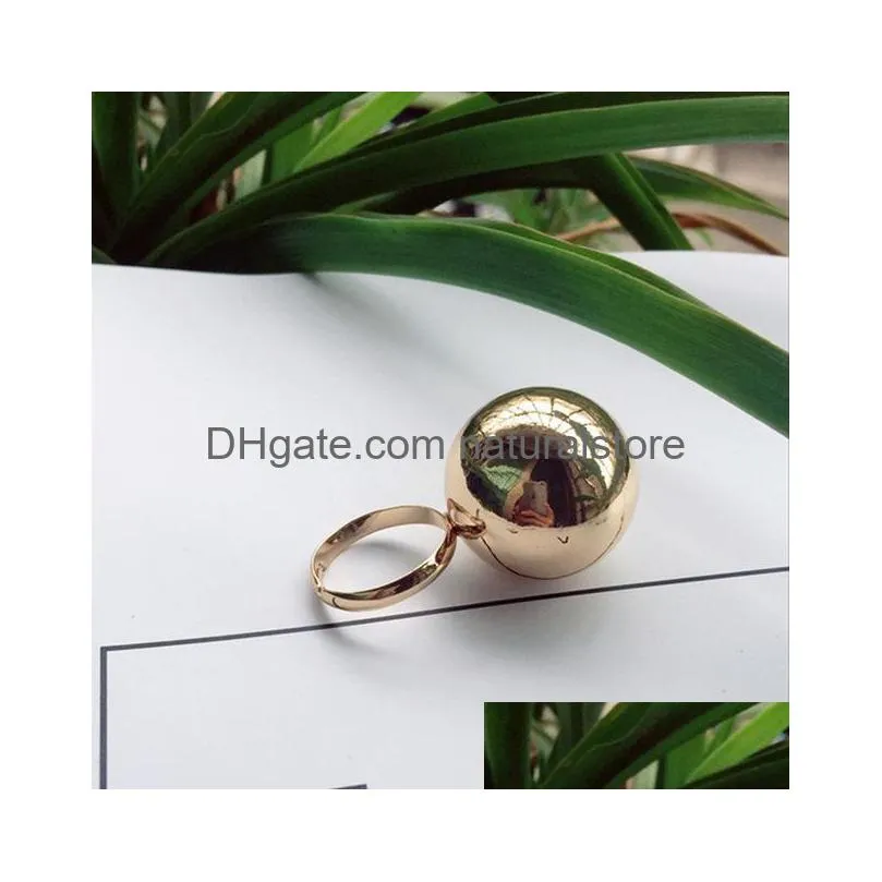 2020 new big metal ball rings for women personality statement ring jewelry wholesale bijoux adjustable