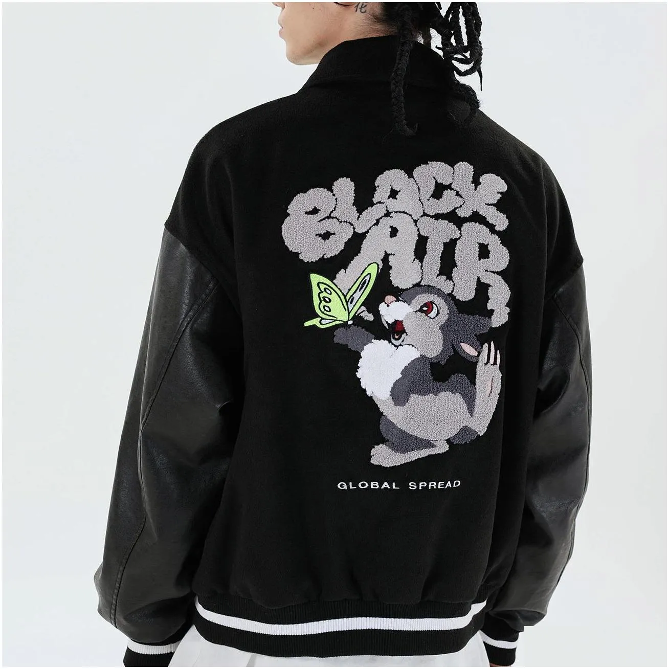 aelfric eden hip hop bunny butterflywork jackets mens ss harajuku color block baseball coats streetwear bomber jacket 201226