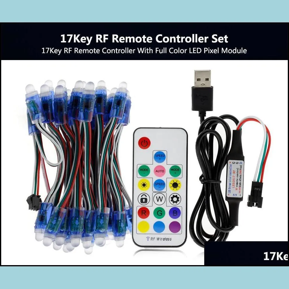 rgb led module ip68 waterproof dc5v full color led pixel module string point lights 50pixels/piece with 17key controller