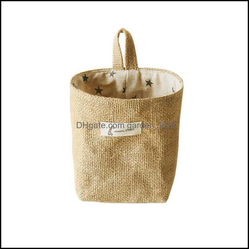 creative cotton and linen desktop storage bag organization wallmounted hanging bags dormitory home el baskets wq616