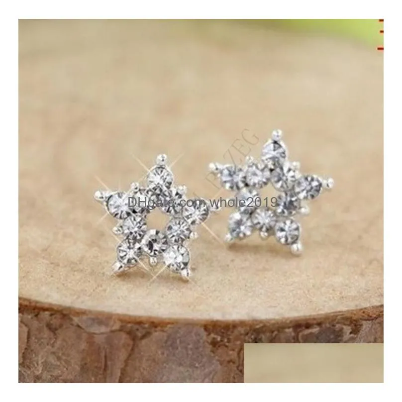 50 style stud earrings new fashion lovely women heart crystal ear stud earring jewelry for charming lover earring diamante earing