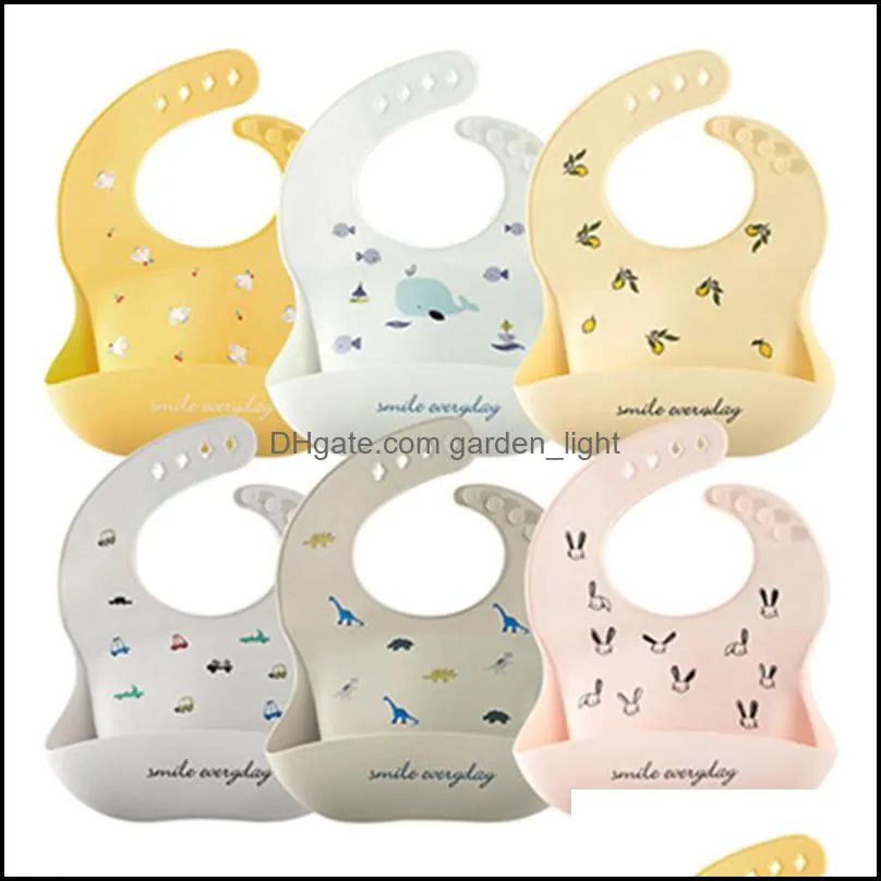 baby bib adjustable animal picture waterproof saliva dripping bibs soft edible siliconesaliva towel drop wll972