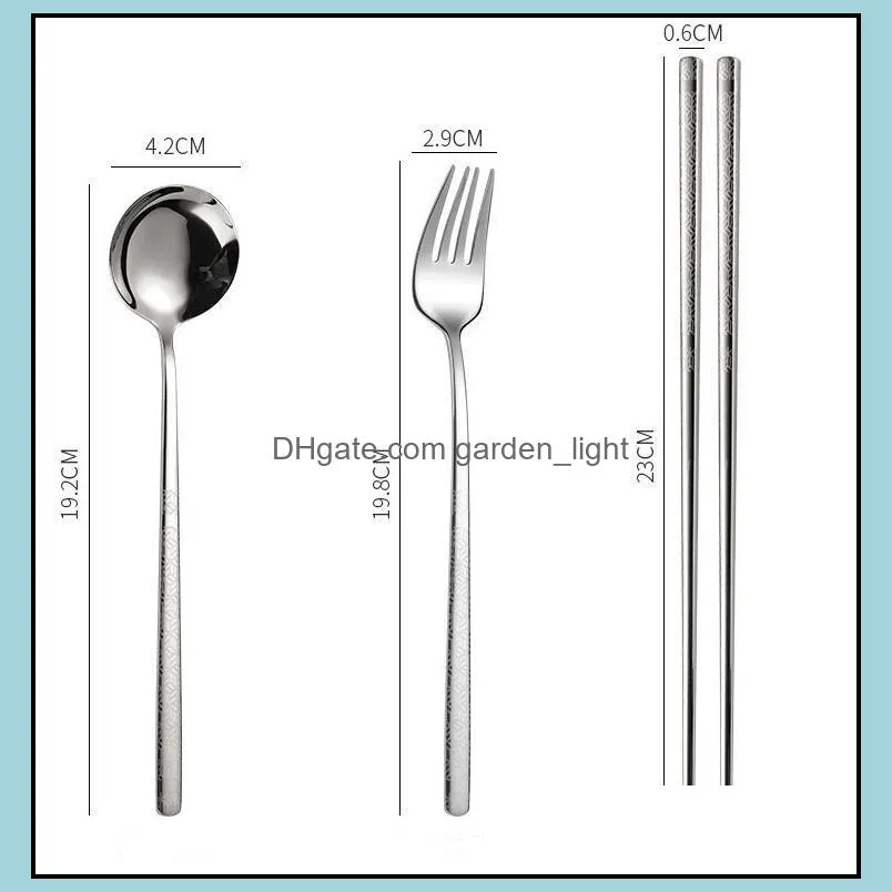 portable cutlery set 304 stainless steel flatware set 8pcs/set chopsticks fork spoon straw sets travel dinnerware set part gifts