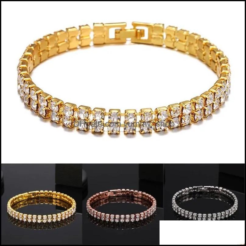 full rhinestone jewelry bracelet bling cuban link bangle fashion men hip hop bracelets accessories q301fz