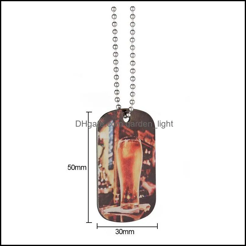 sublimation blank necklace dog tag necklaces pendant heat thermal transfer printing diy pet id card smooth metal pendants yy244