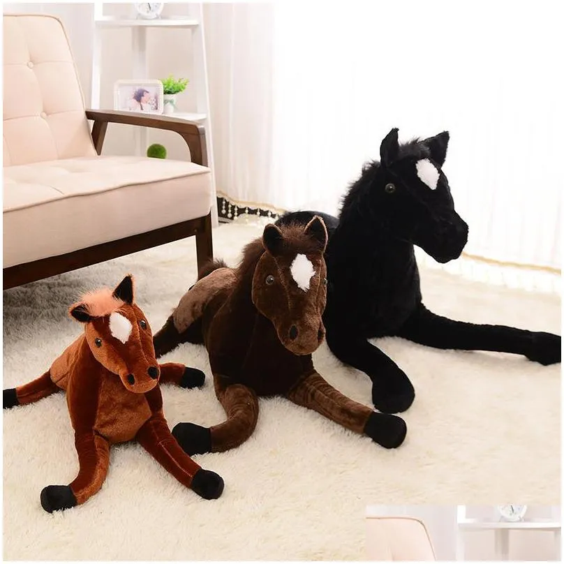 simulation animal 70x40cm horse plush toy prone horse doll for birthday gift lj201126