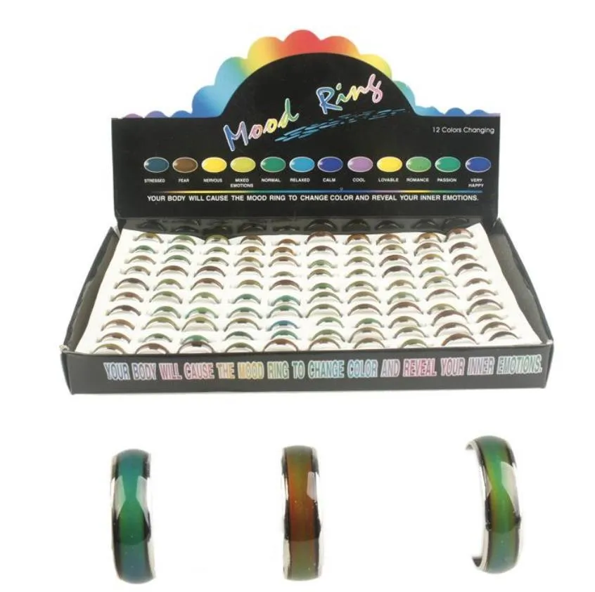 whloesale 100pcs mix size mood ring changes color to your temperature reveal your inner emotion fashion jewelry