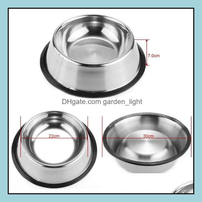 stainless dog bowl pets steel standard pet dog bowls puppy cat food or drink water bowl dish wq30