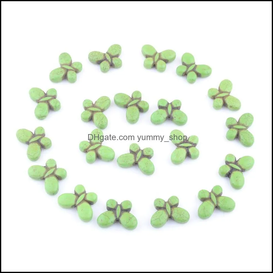 40pcs/lot beads turquoise howlite gemstone butterfly 20x15mm strand for jewelry making green multicolor black orange dbg356