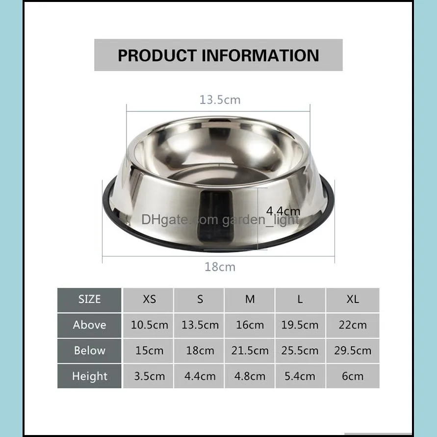 stainless steel dog cat bowl nonslip durable outdoor food feeder water bowls for small medium large dogs pet feeding drinking supplies