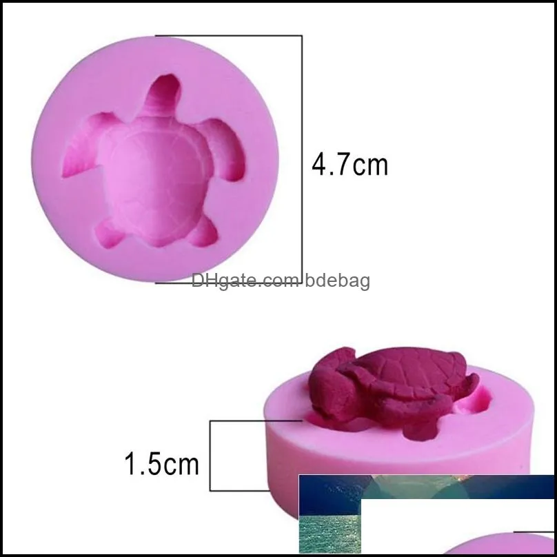 4pcs silicone mold chocolate candy clay molds tortoise shape cake decor tools diy baking cupcake topper fondant moulds 2021 
