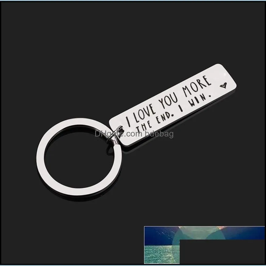 i love you more.the end i win stainless steel key chain lettering keychain factory price expert design quality latest style original