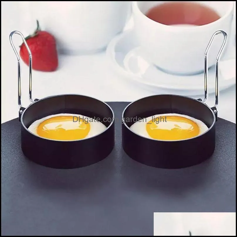 1pcs nonstick stainless steel fried egg tools mold handle round eggs rings shaper pancakes molds ring circel wll239