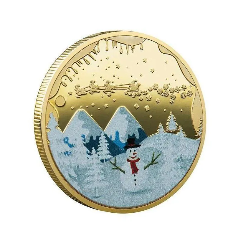 crafts christmas commemorative coin party favors personality cartoon santa claus medal collection craft gift 40mmhigh quality