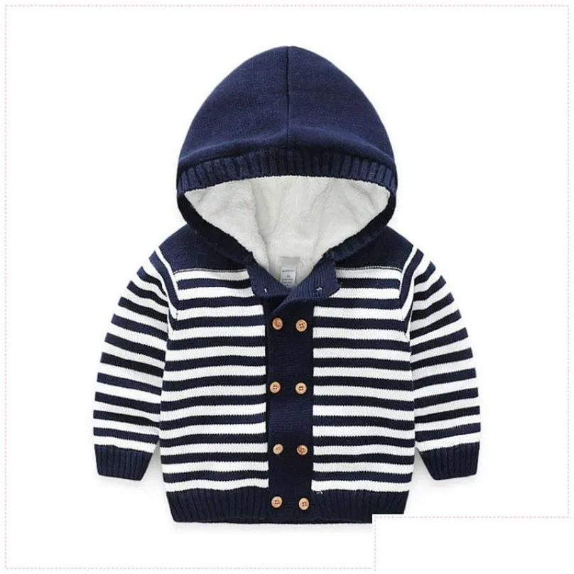 kids cardigan sweater toddler boy kids rainbow sweater striped cotton girls winter cardigan fleece lined warm knit top clothes