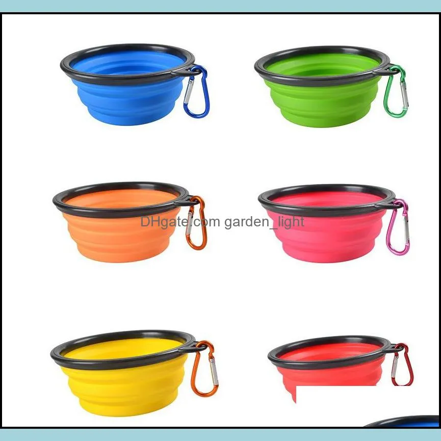 dogs cat bowls water dish feeder silicone foldable bowl travel collapsible pet feeding tools 12 colors yhm2421zwl