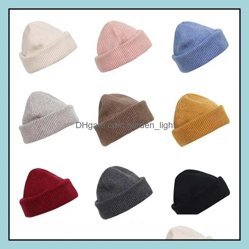 artificial wool beanie caps lady knitted cashmere thick warm couple lovers parentchild hats tide street hiphop wool cap adult wy898