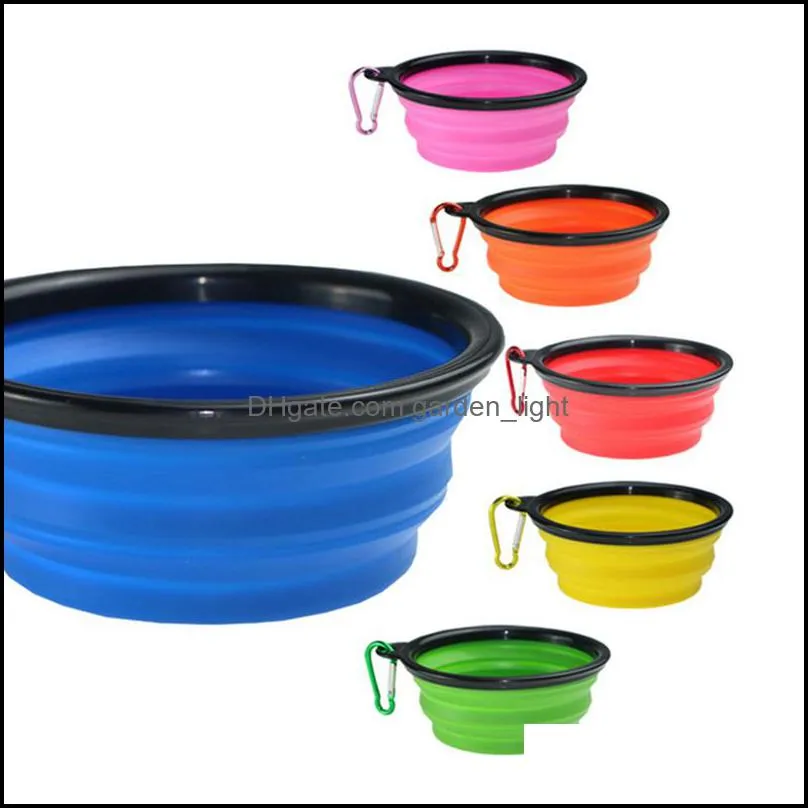 foldable dog bowls travel silicone bowl portable collapsible pet cat food water feeding outdoor pets accessories wll537