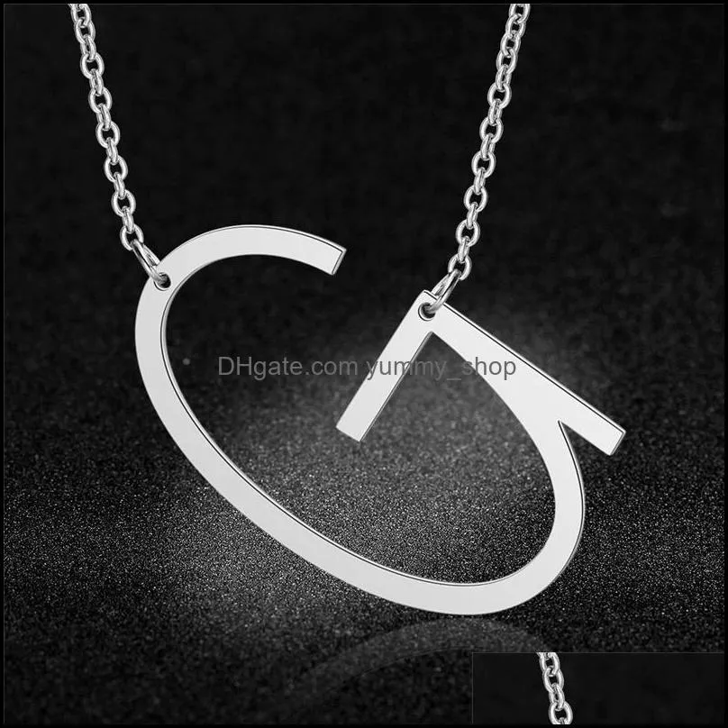 large alphabet necklace fashion personalized gold big letter chain stainless steel az pendant necklaces jewelry for women