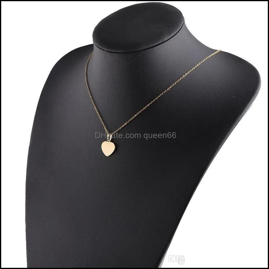 blank love heart pendant necklace stainless steel hearts charm necklace gold rose gold silver fashion jewelry for buyer own engraving