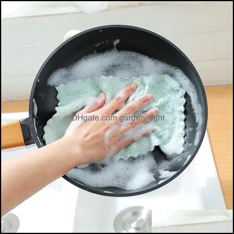 kitchen cleaning cloths dishrag towel super absorbent dishcloth for pot table sink tableware coral fleece towels zwl613