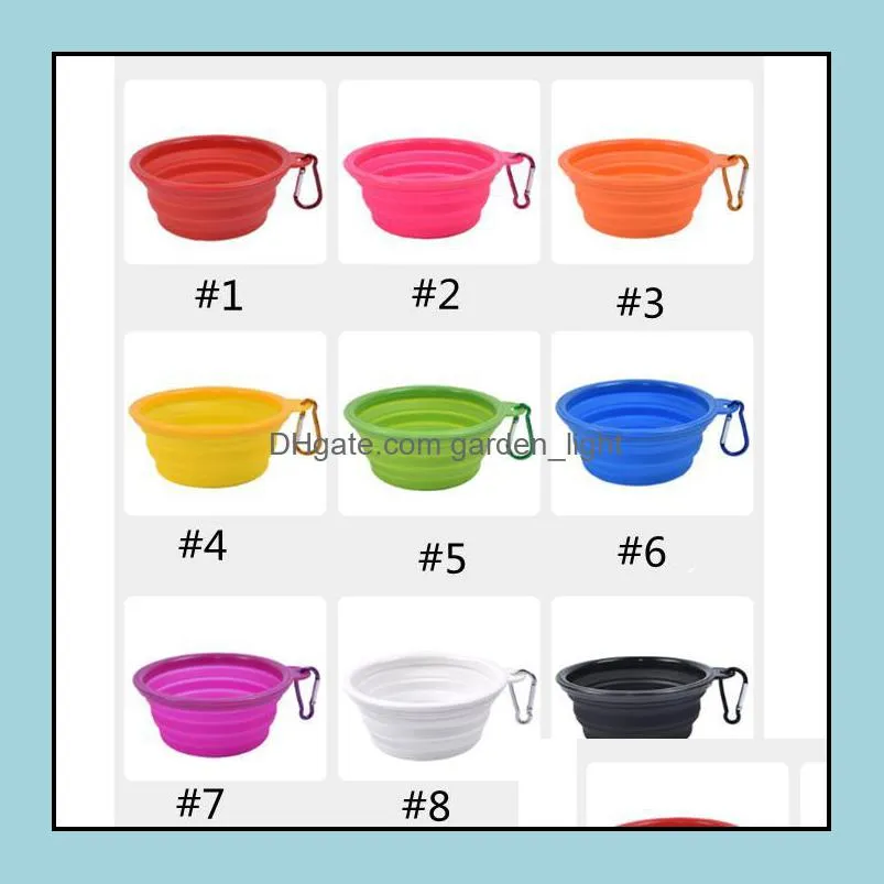 feeders dog cat water dish feeder silicone foldable feeding bowl travel collapsible pet feed tools 12 colors wll537zwl