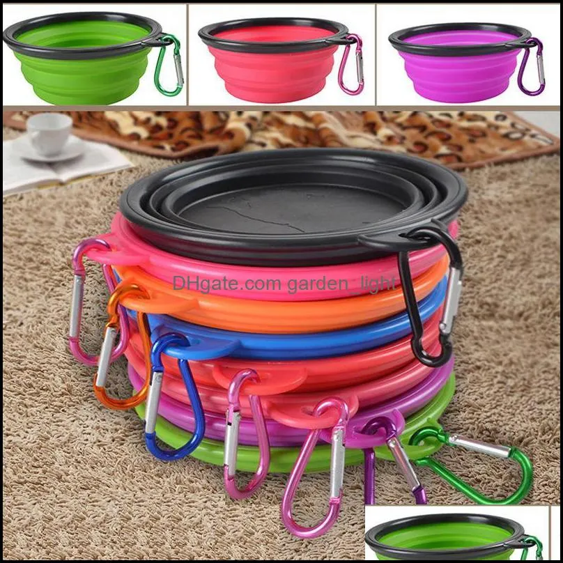 pet bowls silicone puppy collapsiblebowl pets feeding bowls with climbing buckle travel portable dog food container wll339