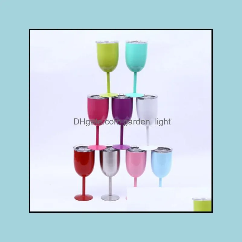 10oz wine glass stainless steel wineglasses double wall ice drink vacuum insulated tumbler with lids nonslipglass 11 color wllls2124