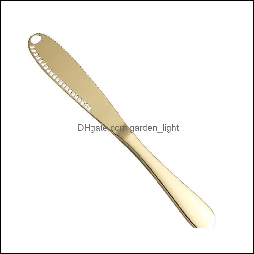  quality stainless steel butter knife with hole bake cheese cream knives home bar kitchen flatware tool zwl440