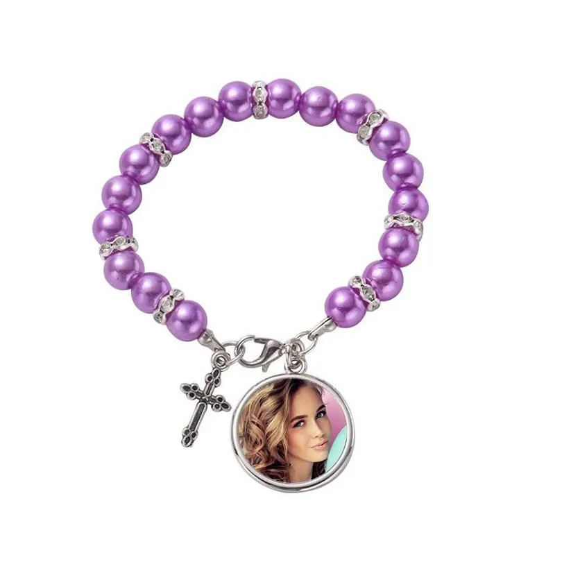 sublimation rosary bracelet zinc alloy blanks band bracelet party favor personalized double sided heat transfer diy gift