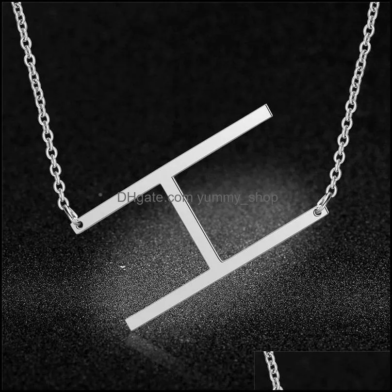 large alphabet necklace fashion personalized gold big letter chain stainless steel az pendant necklaces jewelry for women