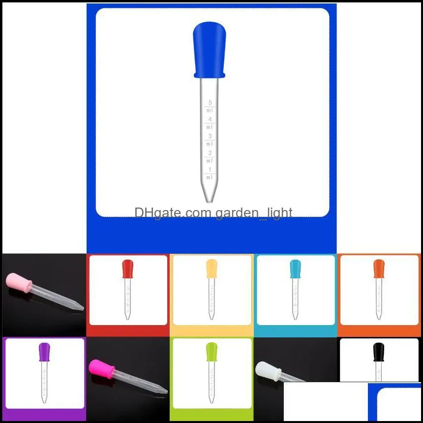 10 colors other drinkware 5ml silicone liquid droppers plastic pipettes transfer eyedropper with bulb tip for candy oil kitchen kids gummy making mold