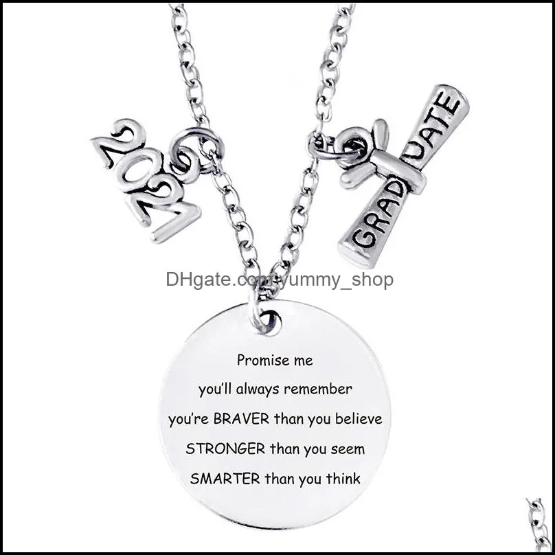 2021 graduation gift necklace jewelry for women men high quality personalized stainless steel letter necklaces pendant chains