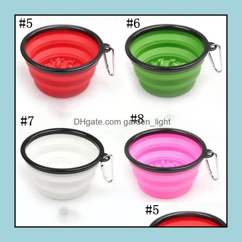 collapsible pet dog cat feeding slow food bowl water dish feeder silicone foldable choke bowls for outdoor travel 9 colors to choose