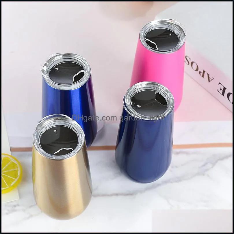 6oz wine champagne glasses mugs stainless steel double vacuum egg cups cocktail beer tumblers mini mug with leakproof wllyhm1